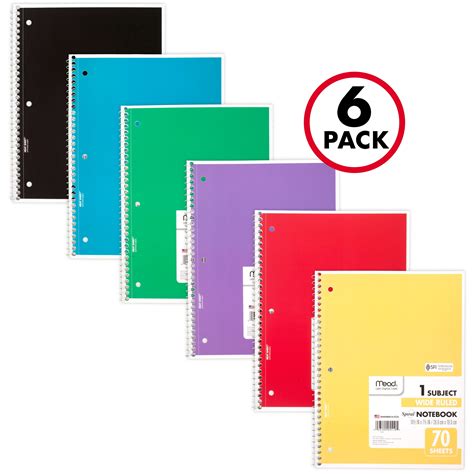 Pen Gear 3 Subject Spiral Notebooks College Ruled 120 Sheets