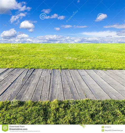 Wooden Path Stock Image Image Of Lawn Scene Road Naturally 32703213