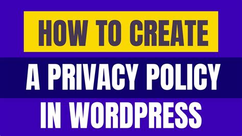 How To Create Privacy Policy Page In Wordpress The Help Tech Youtube