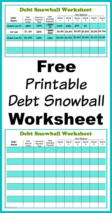 Debt Snowball Worksheet Free Printable