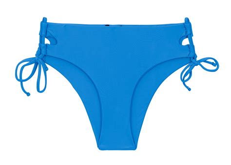 Blue Brazilian Bikini Bottom With Double Sides Tie Bottom Uv Enseada