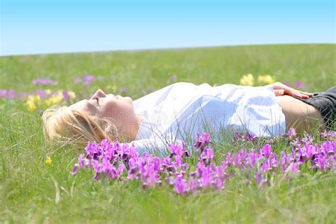 Girl Lying In Grass Stock Image Image Of Fresh Life 10249355
