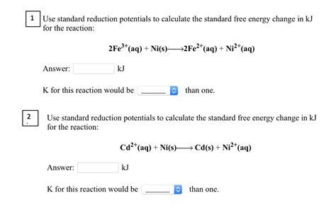 Solved Use Standard Reduction Potentials To Calculate The Chegg