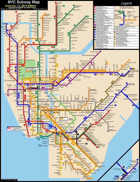 New York City Subway Route Map By Michael Calcagno New York City Map