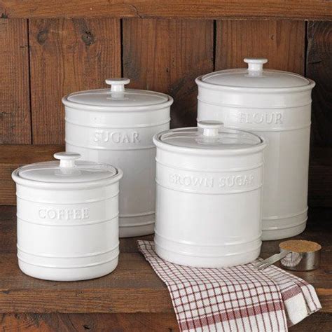 Mud Pie Kitchen Canister Set Of 3 White Flour Canister Set