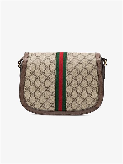 Gucci Brown Ophidia Leather Saddle Bag Browns