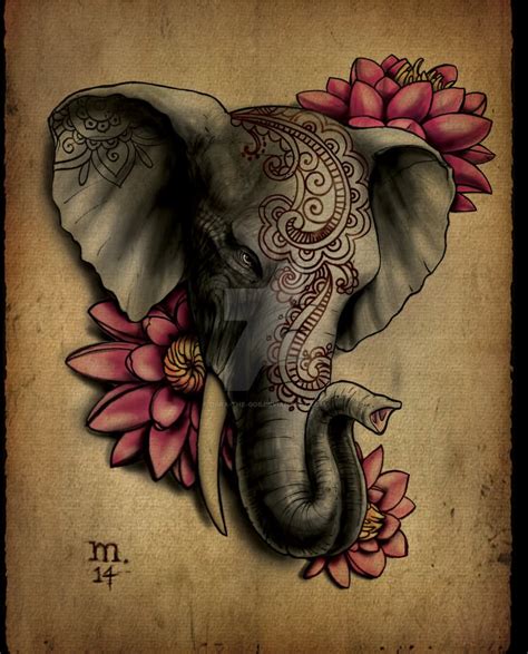 henna elephant head tattoo