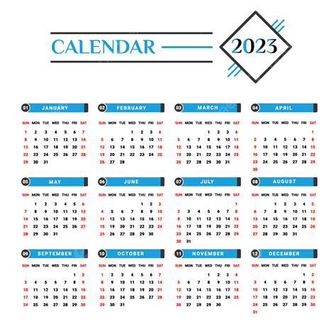 Calendario 2023 Con Azul Cielo Y Negro Png Calendario 2023