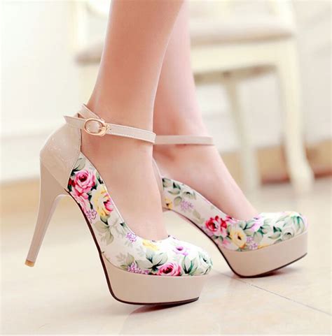 lovely flower print high heels cute high heels women high heels on luulla