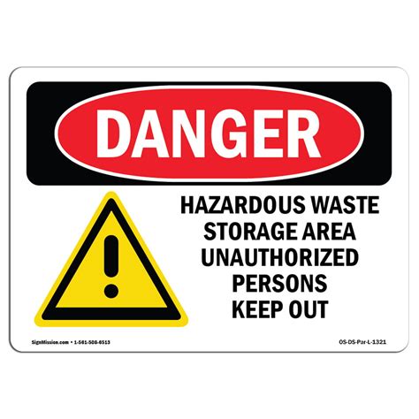 Osha Danger Sign Hazardous Waste Storage Area Choose From Aluminum