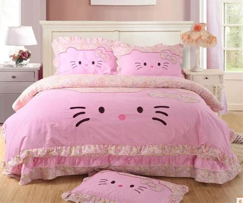 Pink Hello Kitty Queen Size Bedding Lace Princess Bed Skirt Romantic