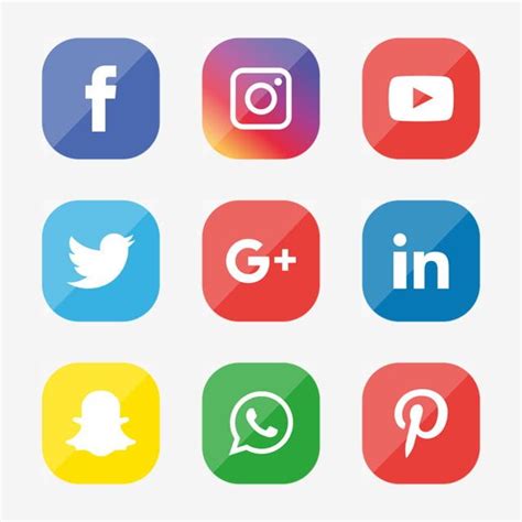 Different Social Icons With Long Shadows