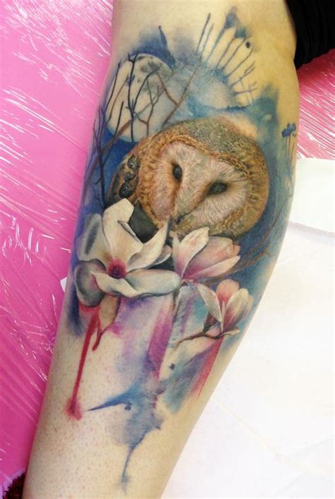 Owl And Flowers Tattoo By Lianne Moule Tattoonow