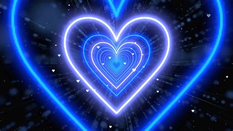 Neon Lights Love Heart Tunnel💙blue Heart Background Neon Heart Tunnel