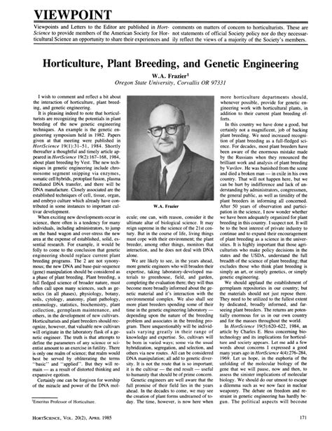 Pdf Horticulture Plant Breeding And Genetic Engineering
