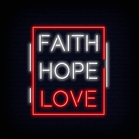 Premium Vector Faith Hope Love Neon Sign Text Vector