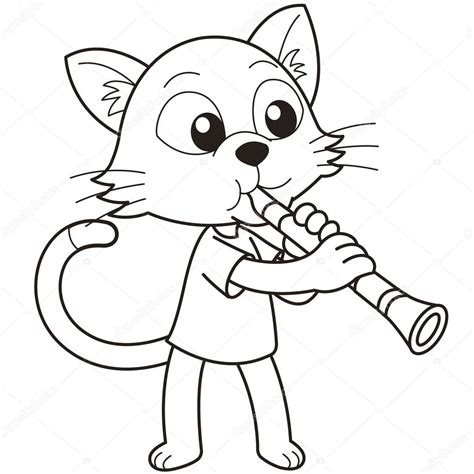 Cartoon Cat Playing A Clarinet — Stock Vector © Kchungtw 22554227