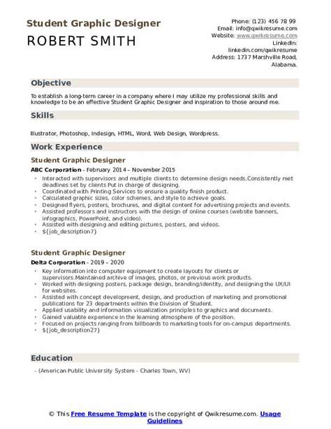 Here are some examples of graphic designer resume summaries that can help you write an effective resume summary that highlights your unique skills and qualities. Student Graphic Designer Resume Samples | QwikResume