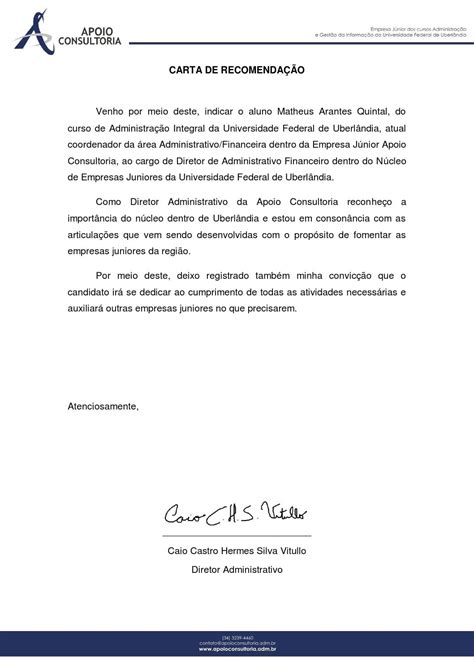 Carta Da Apoio Para Administrativo Financeiro Matheus Arantes By Nej