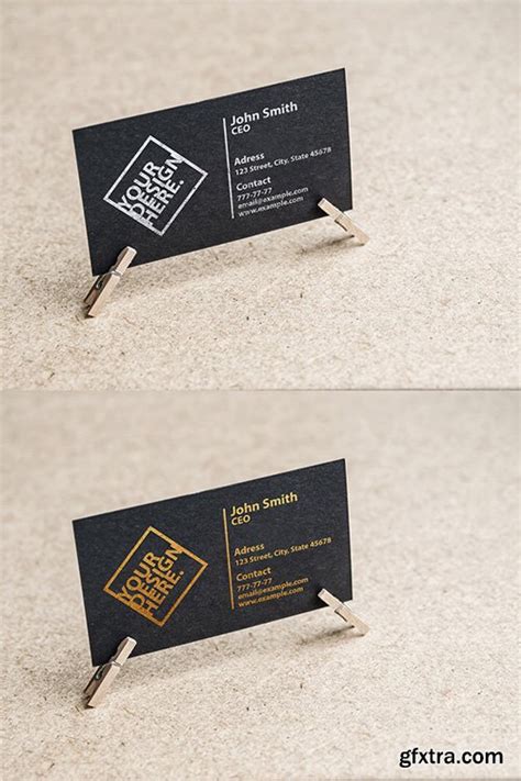 Textured Business Card Mockup With Clothes Pins 279220407 Gfxtra