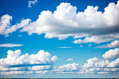 Premium Ai Image Blue Sky And Puffy Clouds