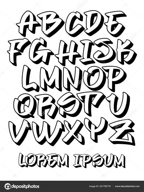 Letra De Graffiti Mano Escrita Alfabeto Vector Ilustracion De Images