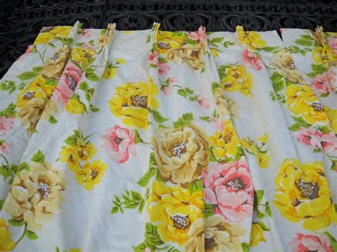 Vintage Curtain Panels Cabbage Roses Springy Decor Etsy Vintage Curtains Panel Curtains