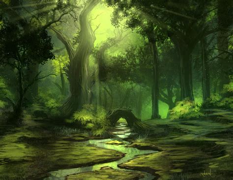 Forest Paisaje De Fantasía Arte De Bosque Bosque De La Fantasía