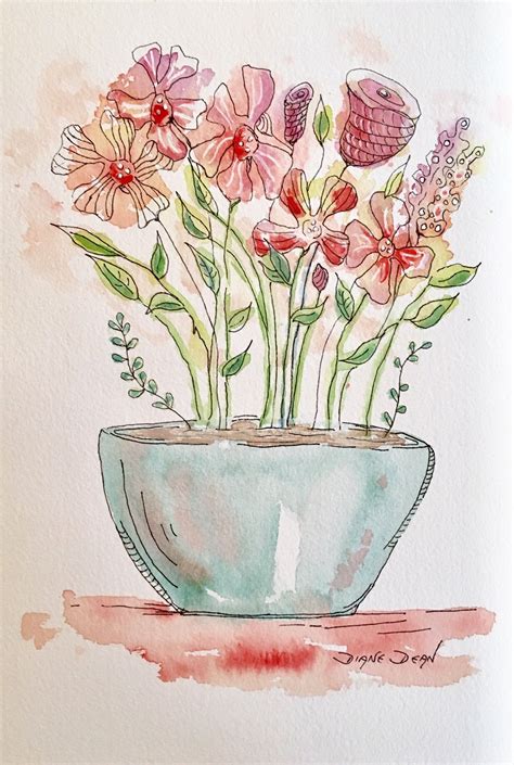 Spring Pen And Wash Flowers In 2021 Watercolor Flowers Tutorial