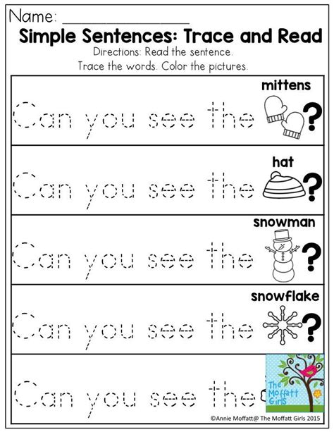 Kindergarten Sentence Tracing Worksheets Brenda Baileys Kindergarten