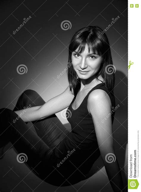 Black And White Portrait Of A Girl Stock Photo Image Of Human Black