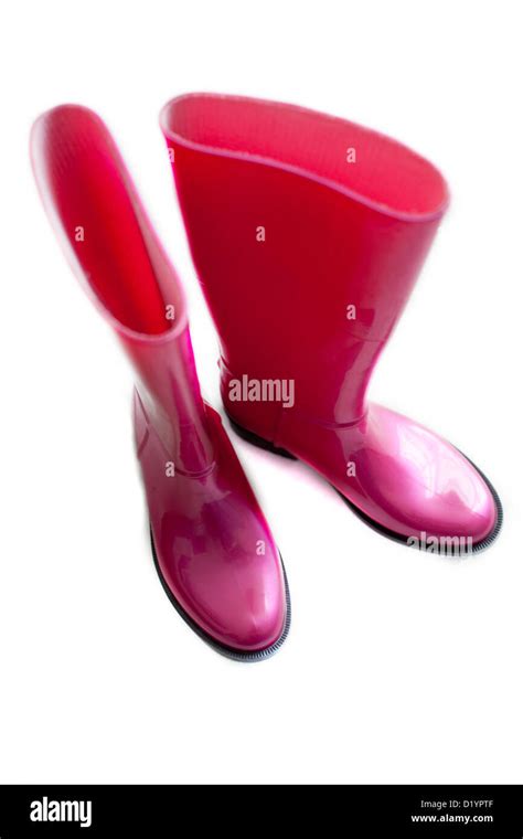 Pink Rubber Boots On White Background Stock Photo Alamy