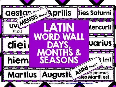 Primary Latin Days Months Seasons Word Wall Teaching Resources Word