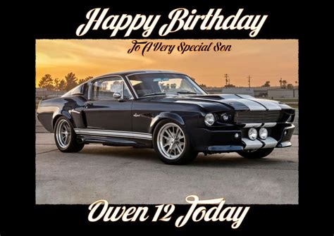 Personalised Birthday Card Ford Shelby Mustang Sports Car Any Nameage