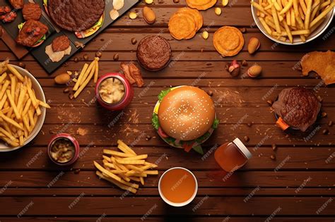 Premium Photo | Savor Supreme Top View Burger Advertising Aesthetic