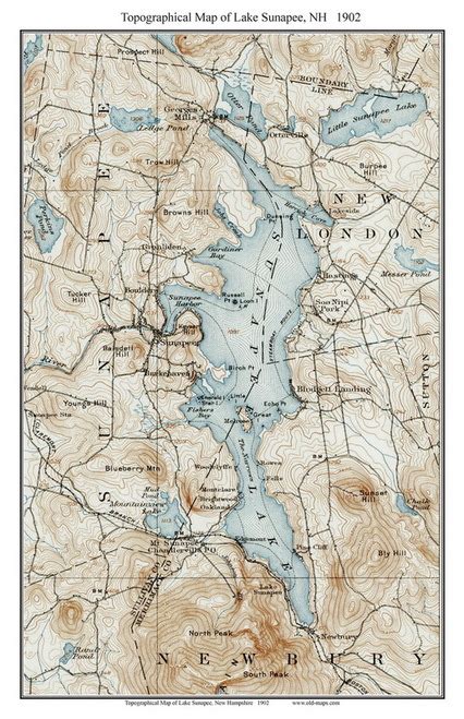 Vintage Maps Antique Map Lake Sunapee Map Crafts Bond Paper Old