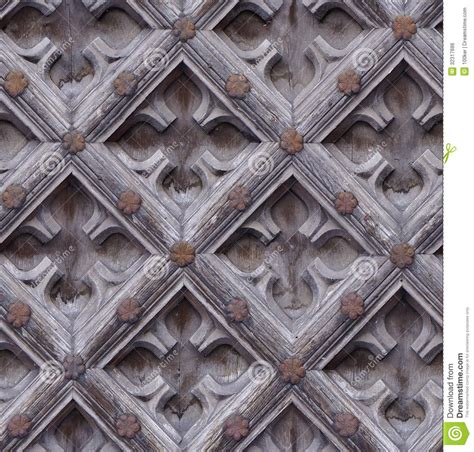 Seamless Weathered Carving Wood Door Texture Royalty Free