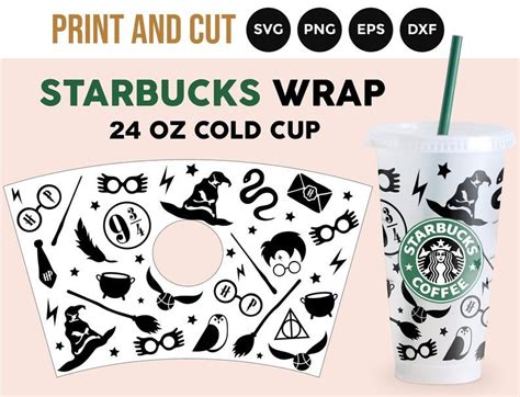 Magic Starbucks Cup Svg Full Wrap Starbucks Svg Wizard Starbucks Cups