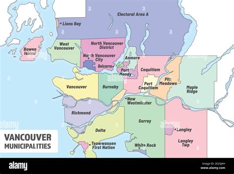 Mappa Dei Comuni Di Vancouver Mappa Amministrativa Della Metropolitana