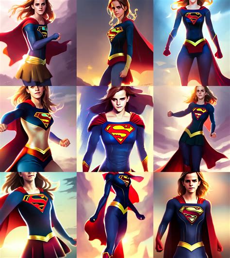 Attractive Emma Watson As Supergirl Hourglass Slim Stable Diffusion