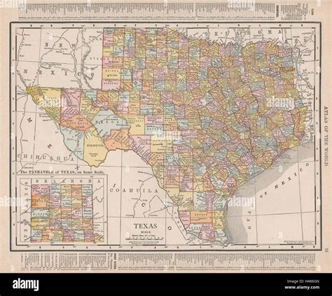 Mapa De Los Condados Del Estado De Texas Rand Mcnally 1912 Plan