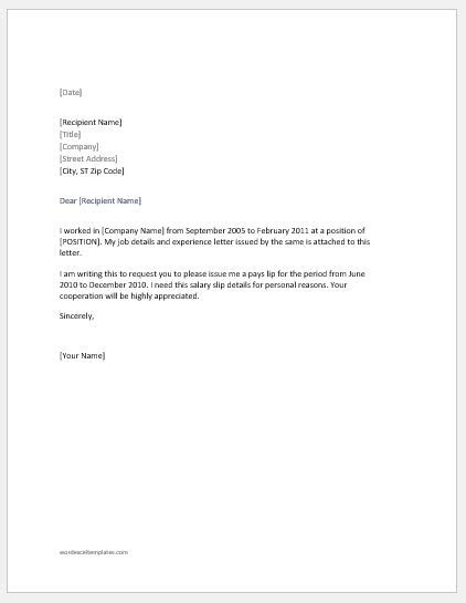 When company policies change, how you communicate these changes to employees is essential to avoid costly mistakes. Payslip Request Letter from Previous Employer | Word ...