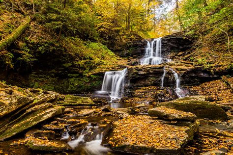 Wallpaper Ricketts Glen State Park Tuscarura Fall Autumn Free