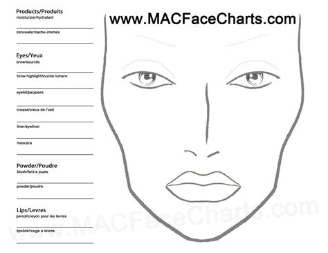 Free Printable Blank Makeup Face Charts