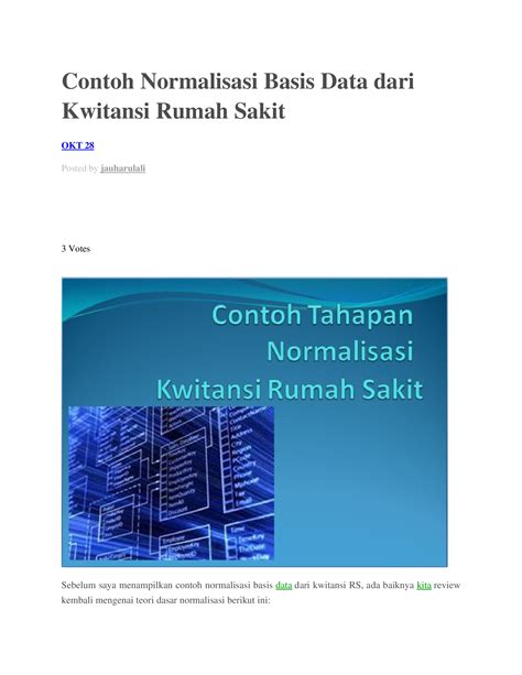 Docx Contoh Normalisasi Basis Data Dari Kwitansi Rumah Dokumentips