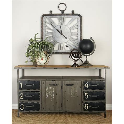 One of the big projects she wanted to tackle was an extra long buffet to provide more storage and functionality to their dining area. Litton Lane Gray Industrial Metal and Wood Utility Buffet ...