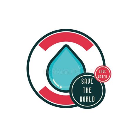 Save Water Save The World Vector Illustration Decorative Design Stock