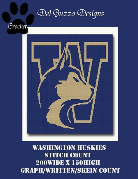 Washington Huskies Inspired Blanket Crochet Graph Graphghan Etsy