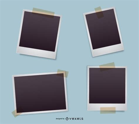 polaroid frame set vector
