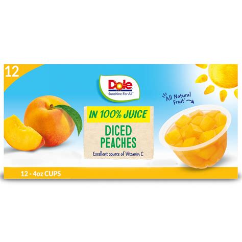 Buy Dole Fruit Bowls Yellow Cling Diced Peaches In 100 Fruit Juice 4